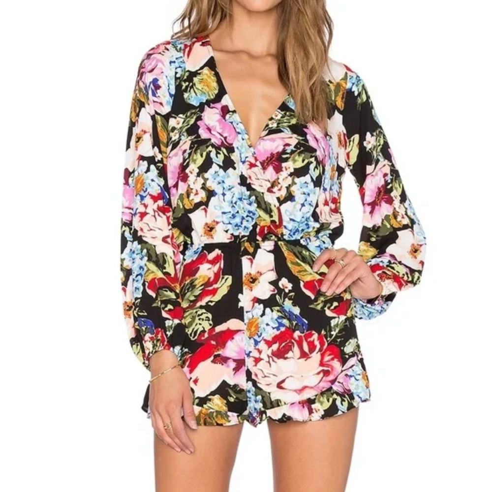 Colorful Floral Long Sleeve Romper